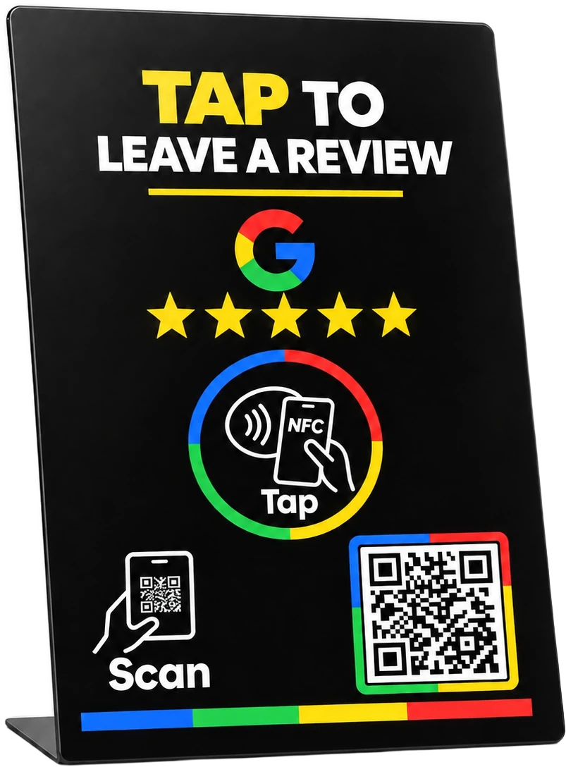 FavorTap NFC review card, black finish