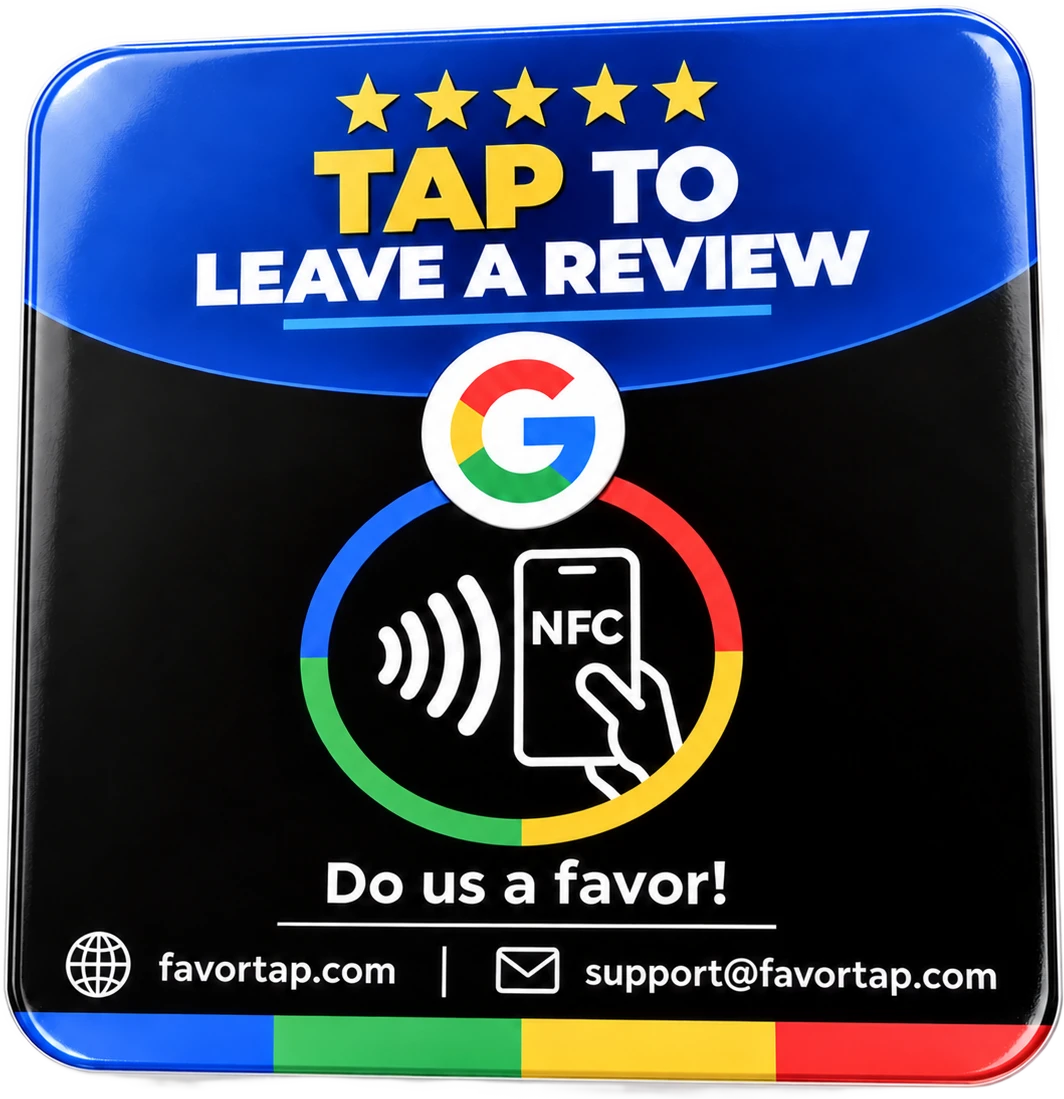 FavorTap NFC review sticker, black finish